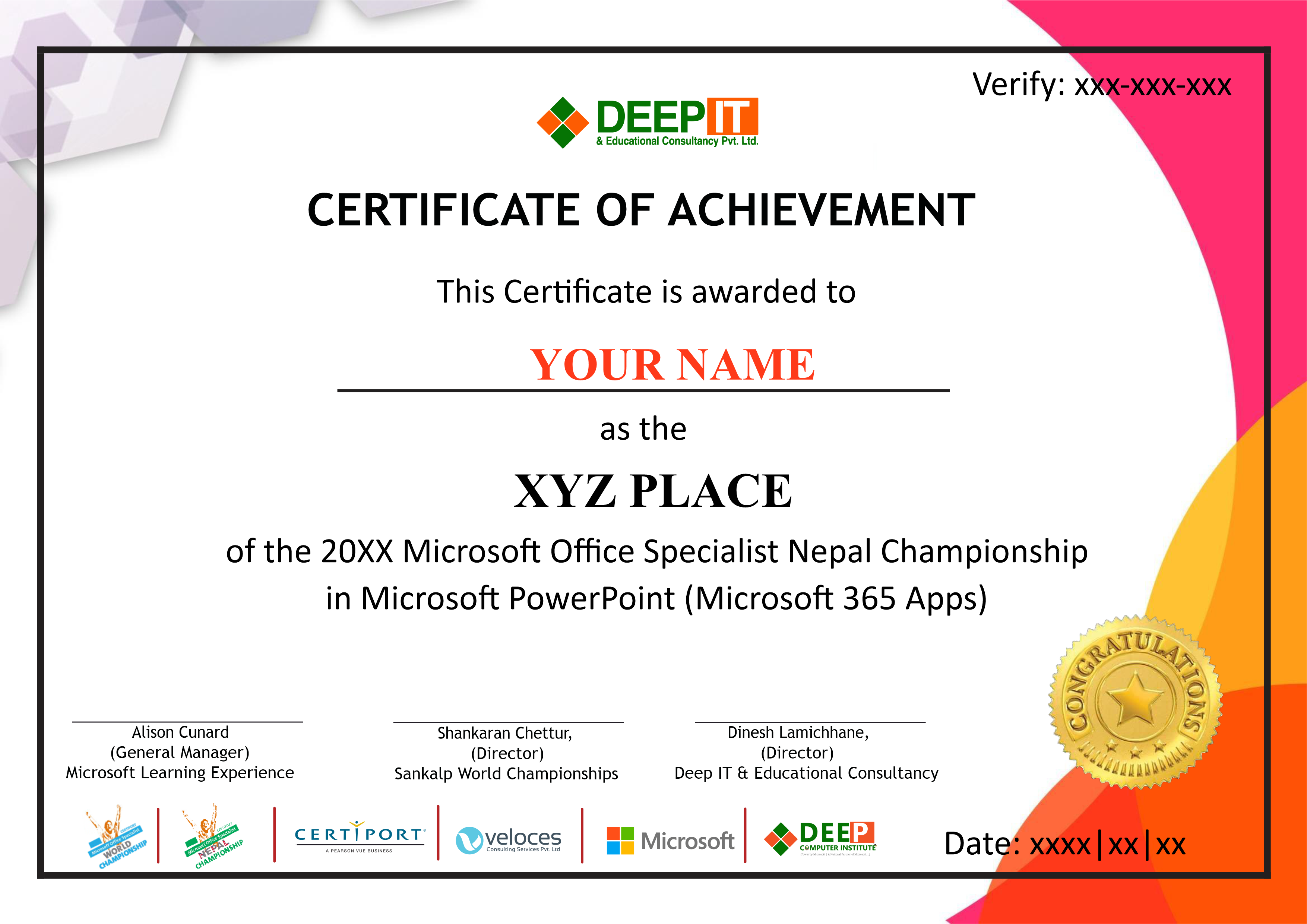 Sample Winner Certificate